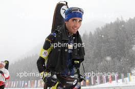 19.01.2011, Antholz, Italy (ITA): Martin Fourcade (FRA), Rossignol, Rottefella, OneWay, Odlo - IBU world cup biathlon, training, Antholz (ITA). www.xpb.cc. © Manzoni/xpb.cc. Every downloaded picture is fee-liable.