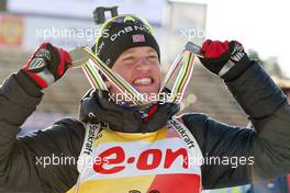 05.03.2011, Khanty-Mansiysk, Russia (RUS): Tarjei Boe (NOR), Fischer, Rottefella, Swix, ODLO - IBU world championships biathlon, medals, Khanty-Mansiysk (RUS). www.xpb.cc. Â© Miko/xpb.cc. Every downloaded picture is fee-liable.