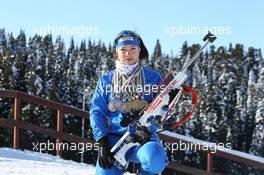 02.03.2011, Khanty-Mansiysk, Russia (RUS): Dorothea Wierer (ITA), Rossignol, Rottefella, Casco with her four gold and three silver medals from the Junior World Championships and the European Championship- IBU world championships biathlon, medals, Khanty-Mansiysk (RUS). www.xpb.cc. © Manzoni/xpb.cc. Every downloaded picture is fee-liable.