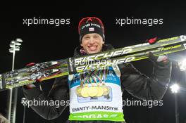 11.03.2011, Khanty-Mansiysk, Russia (RUS): Tarjei Boe (NOR), Fischer, Rottefella, Swix, ODLO - IBU world championships biathlon, medals, Khanty-Mansiysk (RUS). www.xpb.cc. © Manzoni/xpb.cc. Every downloaded picture is fee-liable.