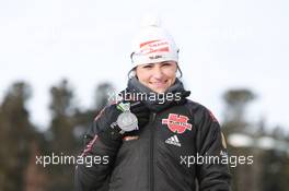 03.03.2011, Khanty-Mansiysk, Russia (RUS): Andrea Henkel (GER), Fischer, Rottefella, Exel, adidas, Toko - IBU world championships biathlon, medals, Khanty-Mansiysk (RUS). www.xpb.cc. © Manzoni/xpb.cc. Every downloaded picture is fee-liable.