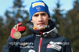 03.03.2011, Khanty-Mansiysk, Russia (RUS): Martin Fourcade (FRA), Rossignol, Rottefella, OneWay, Odlo - IBU world championships biathlon, medals, Khanty-Mansiysk (RUS). www.xpb.cc. © Manzoni/xpb.cc. Every downloaded picture is fee-liable.