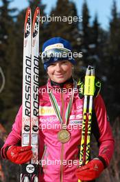 03.03.2011, Khanty-Mansiysk, Russia (RUS): Marie Dorin (FRA), Rossignol, Rottefella, OneWay - IBU world championships biathlon, medals, Khanty-Mansiysk (RUS). www.xpb.cc. © Manzoni/xpb.cc. Every downloaded picture is fee-liable.