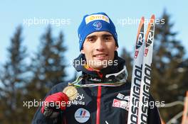 03.03.2011, Khanty-Mansiysk, Russia (RUS): Martin Fourcade (FRA), Rossignol, Rottefella, OneWay, Odlo - IBU world championships biathlon, medals, Khanty-Mansiysk (RUS). www.xpb.cc. © Manzoni/xpb.cc. Every downloaded picture is fee-liable.