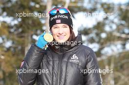 03.03.2011, Khanty-Mansiysk, Russia (RUS): Ann Kristin Aafedt Flatland (NOR), Madshus, Rottefella, Alpina, Swix, ODLO - IBU world championships biathlon, medals, Khanty-Mansiysk (RUS). www.xpb.cc. © Manzoni/xpb.cc. Every downloaded picture is fee-liable.