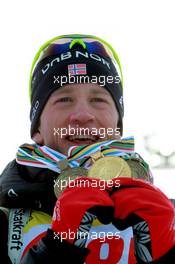 06.03.2011, Khanty-Mansiysk, Russia (RUS): Tarjei Boe (NOR), Fischer, Rottefella, Swix, ODLO - IBU world championships biathlon, medals, Khanty-Mansiysk (RUS). www.xpb.cc. © Manzoni/xpb.cc. Every downloaded picture is fee-liable.