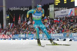 11.03.2011, Khanty-Mansiysk, Russia (RUS): Andriy Deryzemlya (UKR), Fischer, Rottefella, Swix - IBU world championships biathlon, relay men, Khanty-Mansiysk (RUS). www.xpb.cc. © Manzoni/xpb.cc. Every downloaded picture is fee-liable.