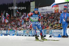 11.03.2011, Khanty-Mansiysk, Russia (RUS): Evgeny Ustyugov (RUS), Fischer, Rottefella, Swix, adidas - IBU world championships biathlon, relay men, Khanty-Mansiysk (RUS). www.xpb.cc. © Manzoni/xpb.cc. Every downloaded picture is fee-liable.