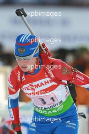 03.03.2011, Khanty-Mansiysk, Russia (RUS): Svetlana Sleptsova (RUS), Fischer, Rottefella, Alpina, Swix, adidas - IBU world championships biathlon, relay mixed, Khanty-Mansiysk (RUS). www.xpb.cc. © Manzoni/xpb.cc. Every downloaded picture is fee-liable.