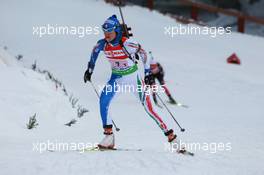 03.03.2011, Khanty-Mansiysk, Russia (RUS): Michaela Ponza (ITA), Fischer, Rottefella, Rossignol, Swix - IBU world championships biathlon, relay mixed, Khanty-Mansiysk (RUS). www.xpb.cc. © Manzoni/xpb.cc. Every downloaded picture is fee-liable.