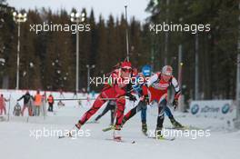 03.03.2011, Khanty-Mansiysk, Russia (RUS): Marie Laure Brunet (FRA), Rossignol, Rottefella, Swix, Iris Waldhuber (AUT), Fischer, Rottefella, Leki - IBU world championships biathlon, relay mixed, Khanty-Mansiysk (RUS). www.xpb.cc. © Manzoni/xpb.cc. Every downloaded picture is fee-liable.