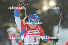 03.03.2011, Khanty-Mansiysk, Russia (RUS): Svetlana Sleptsova (RUS), Fischer, Rottefella, Alpina, Swix, adidas - IBU world championships biathlon, relay mixed, Khanty-Mansiysk (RUS). www.xpb.cc. © Manzoni/xpb.cc. Every downloaded picture is fee-liable.