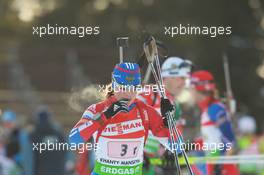 03.03.2011, Khanty-Mansiysk, Russia (RUS): Svetlana Sleptsova (RUS), Fischer, Rottefella, Alpina, Swix, adidas - IBU world championships biathlon, relay mixed, Khanty-Mansiysk (RUS). www.xpb.cc. © Manzoni/xpb.cc. Every downloaded picture is fee-liable.