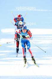 05.03.2011, Khanty-Mansiysk, Russia (RUS): Andrei Makoveev (RUS), Fischer, Rottefella, Swix, adidas, Christoph Sumann (AUT), Atomic, Leki , Ondrej Moravec (CZE), Fischer, Rottefella, Alpina, Exel  - IBU world championships biathlon, sprint men, Khanty-Mansiysk (RUS). www.xpb.cc. © Manzoni/xpb.cc. Every downloaded picture is fee-liable.