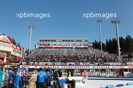 05.03.2011, Khanty-Mansiysk, Russia (RUS): Biathlon Feature: Empty grand stands - IBU world championships biathlon, sprint men, Khanty-Mansiysk (RUS). www.xpb.cc. © Manzoni/xpb.cc. Every downloaded picture is fee-liable.