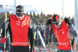 02.03.2011, Khanty-Mansiysk, Russia (RUS): Pascal Clement (SUI), swiss wax technician and Christian Stebler (SUI), Rossignol, Rottefella, ODLO - IBU world championships biathlon, training, Khanty-Mansiysk (RUS). www.xpb.cc. © Manzoni/xpb.cc. Every downloaded picture is fee-liable.