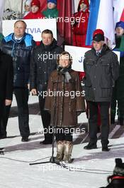 01.03.2011, Khanty-Mansiysk, Russia (RUS): Anders Besseberg (NOR), president of IBU, International Biathlon Union, Sergey Kushchenko (RUS), 1st vice president IBU, Natalya Komurova (RUS), governeur of Khanty Mansiysk - IBU world championships biathlon, opening ceremony, Khanty-Mansiysk (RUS). www.xpb.cc. © Manzoni/xpb.cc. Every downloaded picture is fee-liable.