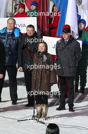 01.03.2011, Khanty-Mansiysk, Russia (RUS): Anders Besseberg (NOR), president of IBU, International Biathlon Union, eku, Natalaya Komuraova (RUS), Governeur of Khanty Mansiysk - IBU world championships biathlon, opening ceremony, Khanty-Mansiysk (RUS). www.xpb.cc. © Manzoni/xpb.cc. Every downloaded picture is fee-liable.