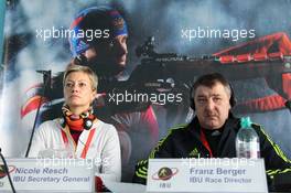 01.03.2011, Khanty-Mansiysk, Russia (RUS): Nicole Resch (GER), secretary general IBU, Franz Berger (AUT), IBU race director - IBU world championships biathlon, training, Khanty-Mansiysk (RUS). www.xpb.cc. © Manzoni/xpb.cc. Every downloaded picture is fee-liable.