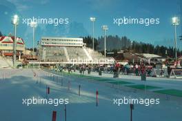 02.03.2011, Khanty-Mansiysk, Russia (RUS): Biathlon Feature: The venue through the protection glas - IBU world championships biathlon, training, Khanty-Mansiysk (RUS). www.xpb.cc. © Manzoni/xpb.cc. Every downloaded picture is fee-liable.