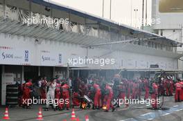 01.05.2011 Hockenheim, Germany,  Fire in the pit after pitstopp during the Warm up - DTM 2010 at Hockenheimring