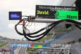 03.06.2011 Spielberg, Austria,  Pitsign of David Coulthard (GBR), Muecke Motorsport, AMG Mercedes C-Klasse and Maro Engel (GER), Muecke Motorsport, AMG Mercedes C-Klasse