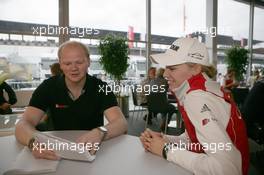 18.06.2011 Klettwitz, Germany,  Martin Westerhoff (GER) AutoBild Motorsport is talking with Rahel Frey (SUI), Audi Sport Team Phoenix, Audi A4 DTM