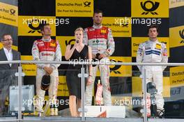 19.06.2011 Klettwitz, Germany,  Podium: race winner Martin Tomczyk (GER), Audi Sport Team Phoenix, second place Timo Scheider (GER), Audi Sport Team Abt, third place Bruno Spengler (CAN), Team HWA AMG Mercedes