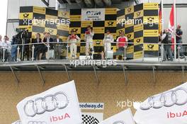 19.06.2011 Klettwitz, Germany,  Podium: 2nd Timo Scheider (GER), Audi Sport Team Abt, Audi A4 DTM, 1st Martin Tomczyk (GER), Audi Sport Team Phoenix, Audi A4 DTM, 3rd Bruno Spengler (CAN), Team HWA AMG Mercedes, AMG Mercedes C-Klasse