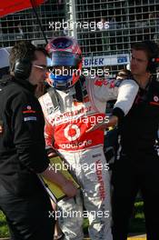 27.03.2011 Melbourne, Australia,  Jenson Button (GBR), McLaren Mercedes - Formula 1 World Championship, Rd 01, Australian Grand Prix, Sunday Pre-Race Grid