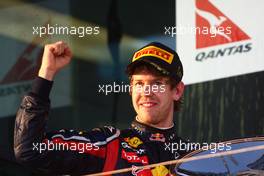 27.03.2011 Melbourne, Australia,  Sebastian Vettel (GER), Red Bull Racing  - Formula 1 World Championship, Rd 01, Australian Grand Prix, Sunday Podium