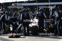 27.03.2011 Melbourne, Australia,  Rubens Barrichello (BRA), AT&T Williams pit stop - Formula 1 World Championship, Rd 01, Australian Grand Prix, Sunday Race