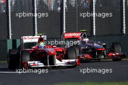 27.03.2011 Melbourne, Australia,  Felipe Massa (BRA), Scuderia Ferrari and Jenson Button (GBR), McLaren Mercedes  - Formula 1 World Championship, Rd 01, Australian Grand Prix, Sunday Race