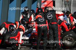 27.03.2011 Melbourne, Australia,  Timo Glock (GER), Marussia Virgin Racing pit stop - Formula 1 World Championship, Rd 01, Australian Grand Prix, Sunday Race