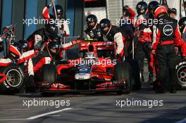 27.03.2011 Melbourne, Australia,  Jérôme d'Ambrosio (BEL), Marussia Virgin Racing pit stop - Formula 1 World Championship, Rd 01, Australian Grand Prix, Sunday Race