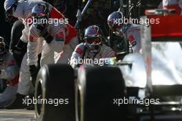 27.03.2011 Melbourne, Australia,  Lewis Hamilton (GBR), McLaren Mercedes pit stop - Formula 1 World Championship, Rd 01, Australian Grand Prix, Sunday Race