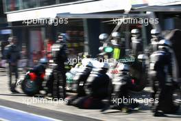 27.03.2011 Melbourne, Australia,  Nico Rosberg (GER), Mercedes GP Petronas F1 Team pit stop - Formula 1 World Championship, Rd 01, Australian Grand Prix, Sunday Race