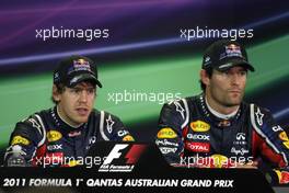 26.03.2011 Melbourne, Australia,  Sebastian Vettel (GER), Red Bull Racing and Mark Webber (AUS), Red Bull Racing  - Formula 1 World Championship, Rd 01, Australian Grand Prix, Saturday Qualifying