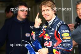 26.03.2011 Melbourne, Australia,  Pole position for Sebastian Vettel (GER), Red Bull Racing - Formula 1 World Championship, Rd 01, Australian Grand Prix, Saturday Qualifying