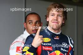 26.03.2011 Melbourne, Australia,  pole position for Sebastian Vettel (GER), Red Bull Racing - Formula 1 World Championship, Rd 01, Australian Grand Prix, Saturday Qualifying