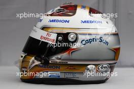 24.03.2011 Melbourne, Australia,  Helmet of Adrian Sutil (GER), Force India  - Formula 1 World Championship, Rd 01, Australian Grand Prix, Thursday