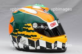 24.03.2011 Melbourne, Australia,  Helmet of Karun Chandhok (IND), test driver, Lotus F1 Team  - Formula 1 World Championship, Rd 01, Australian Grand Prix, Thursday