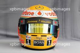 24.03.2011 Melbourne, Australia,  Helmet of Lewis Hamilton (GBR), McLaren Mercedes  - Formula 1 World Championship, Rd 01, Australian Grand Prix, Thursday