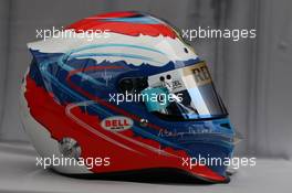 24.03.2011 Melbourne, Australia,  Helmet of Vitaly Petrov (RUS), Lotus Renalut F1 Team  - Formula 1 World Championship, Rd 01, Australian Grand Prix, Thursday