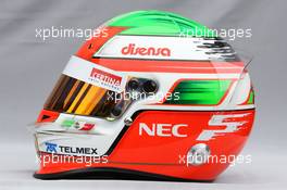 24.03.2011 Melbourne, Australia,  Helmet of Sergio Perez (MEX), Sauber F1 Team  - Formula 1 World Championship, Rd 01, Australian Grand Prix, Thursday