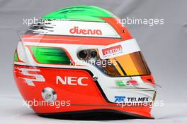 24.03.2011 Melbourne, Australia,  Helmet of Sergio Perez (MEX), Sauber F1 Team  - Formula 1 World Championship, Rd 01, Australian Grand Prix, Thursday