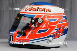 24.03.2011 Melbourne, Australia,  Helmet of Jenson Button (GBR), McLaren Mercedes  - Formula 1 World Championship, Rd 01, Australian Grand Prix, Thursday