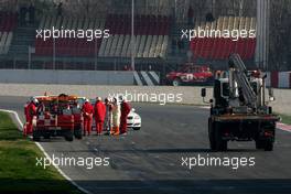 10.03.2011 Barcelona, Spain,  Jerome d'Ambrosio (BEL), Virgin Racing stops on track - Formula 1 Testing - Formula 1 World Championship