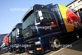 09.03.2011 Barcelona, Spain,  Red Bull Racing trucks - Formula 1 Testing - Formula 1 World Championship