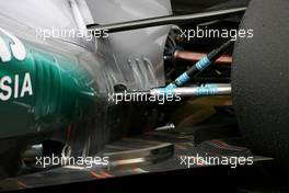 09.03.2011 Barcelona, Spain,  Mercedes GP technical detail, exhaust and rear suspension - Formula 1 Testing - Formula 1 World Championship
